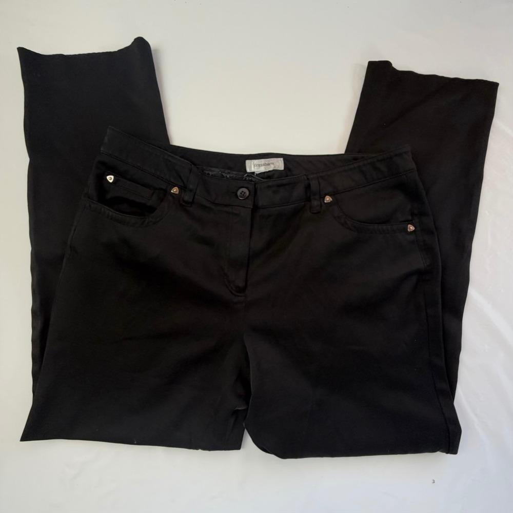 Dressbarn Pants Women 14 Black Straight Leg Stretch Workwear Casual